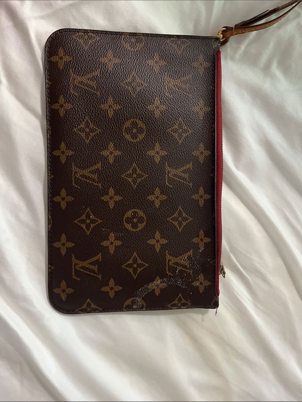 Louis Vuitton Monogram Canvas Pouch with Red Trim.